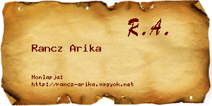 Rancz Arika névjegykártya